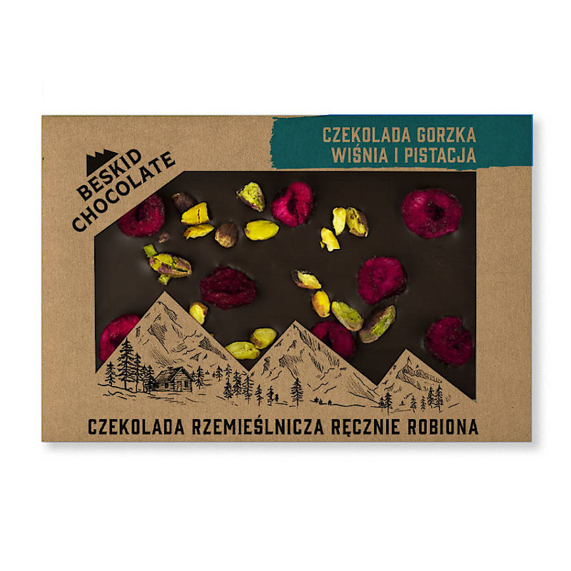 Beskid Chocolate | CIEMNA Z WIŚNIAMI I PISTACJĄ 75g