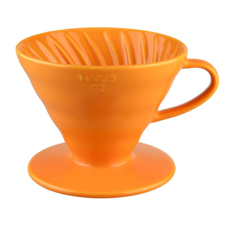 Ceramiczny dripper HARIO V60-02 + 40 szt. filtrów | POMARAŃCZOWY