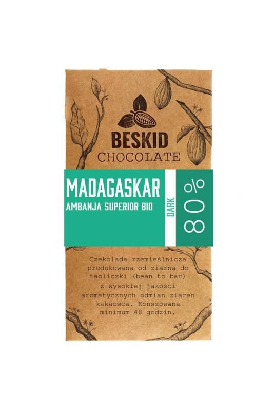 Czekolada ciemna single origin Beskid Chocolate Madagaskar Ambanja Superior Bio 80% 50g