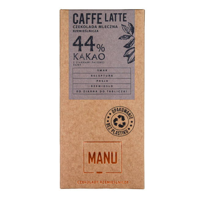 Manufaktura Czekolady MANU czekolada mleczna 44% caffe latte 60g